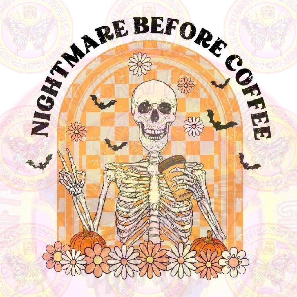 Nightmare before Coffee Fall Retro Skeleton - Savvy Crafters Vinyl & Gifts