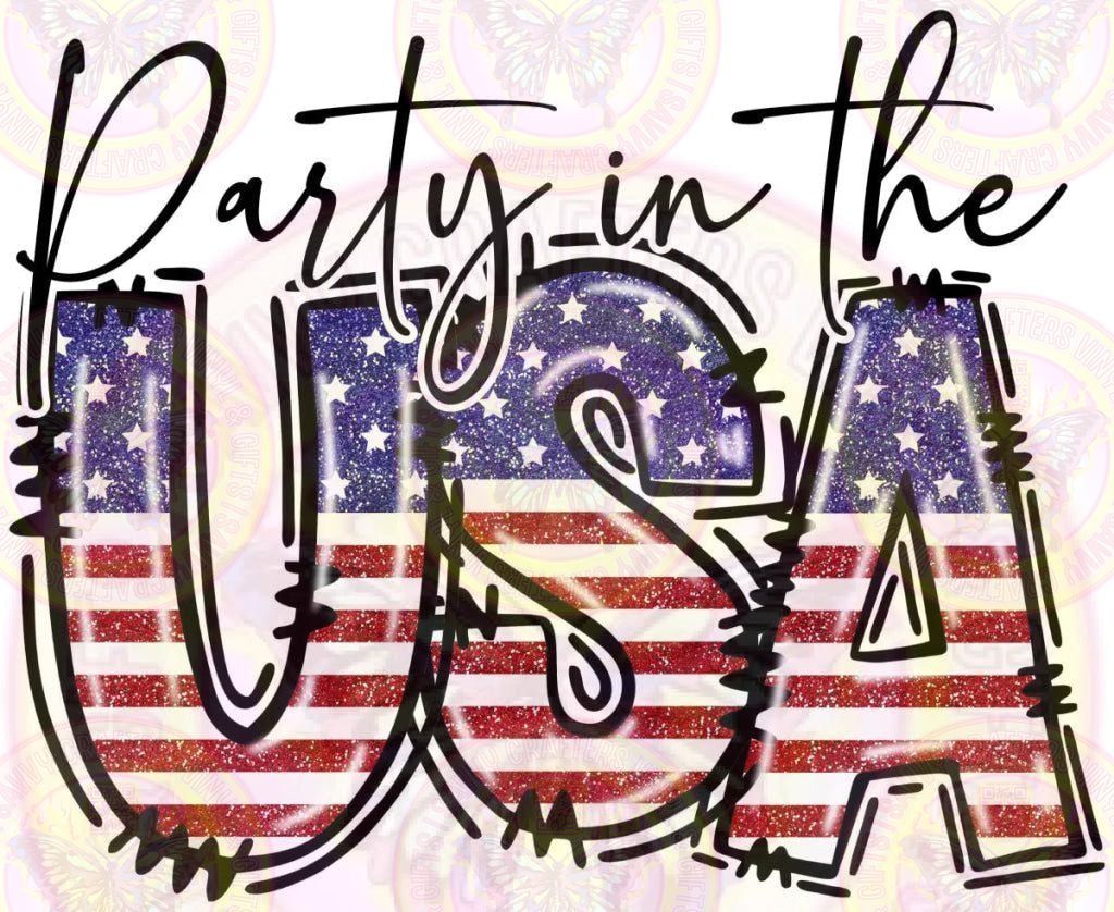 Party in the USA Doodle DTF or Sublimation Transfer - Savvy Crafters Vinyl & Gifts