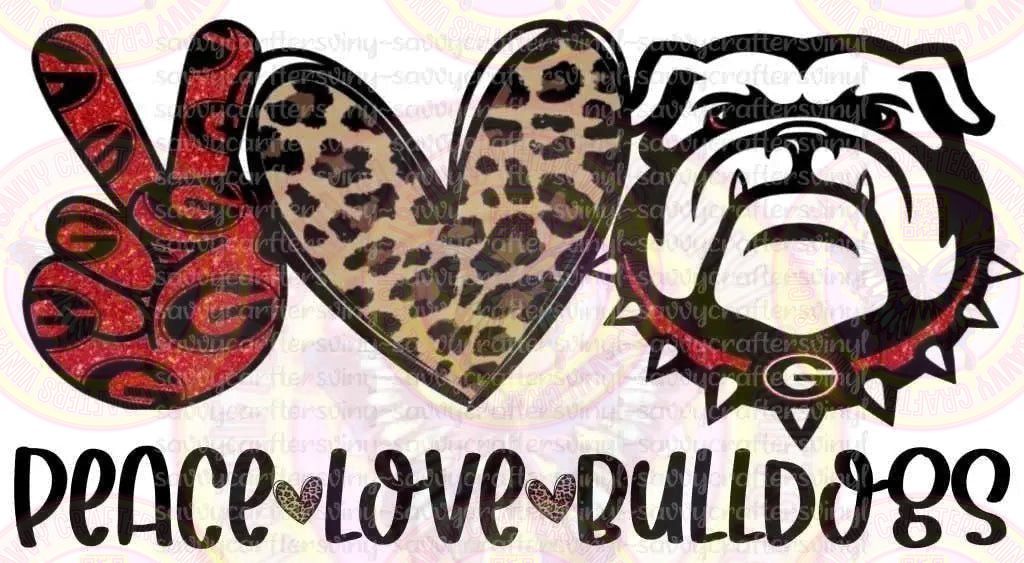 Peace Love Bulldogs Leopard - Savvy Crafters Vinyl & Gifts
