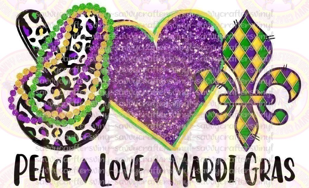 Peace Love Mardi Gras - Savvy Crafters Vinyl & Gifts