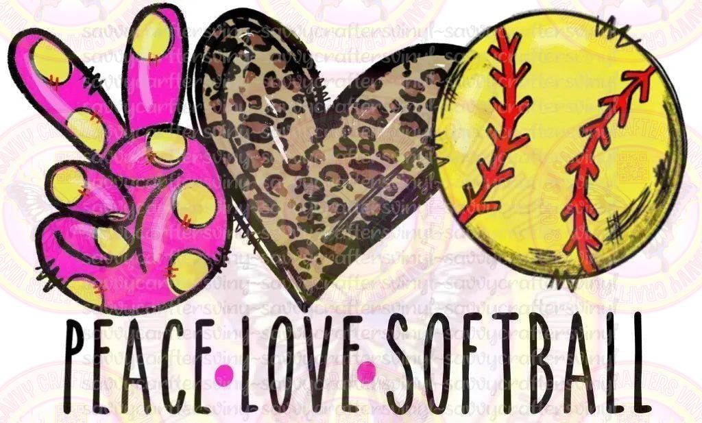 Peace Love Softball Pink - Savvy Crafters Vinyl & Gifts