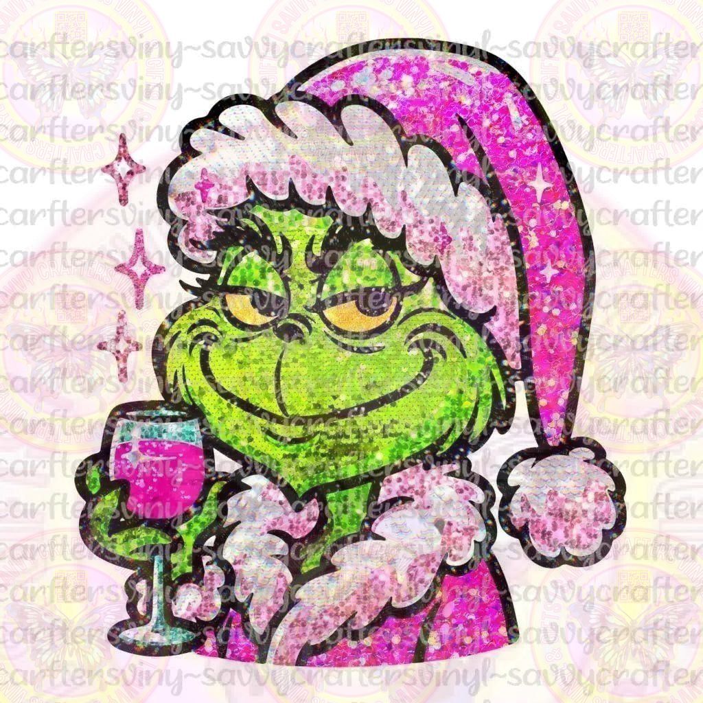 Pink Girl Grinch Glitter Wine - Savvy Crafters Vinyl & Gifts