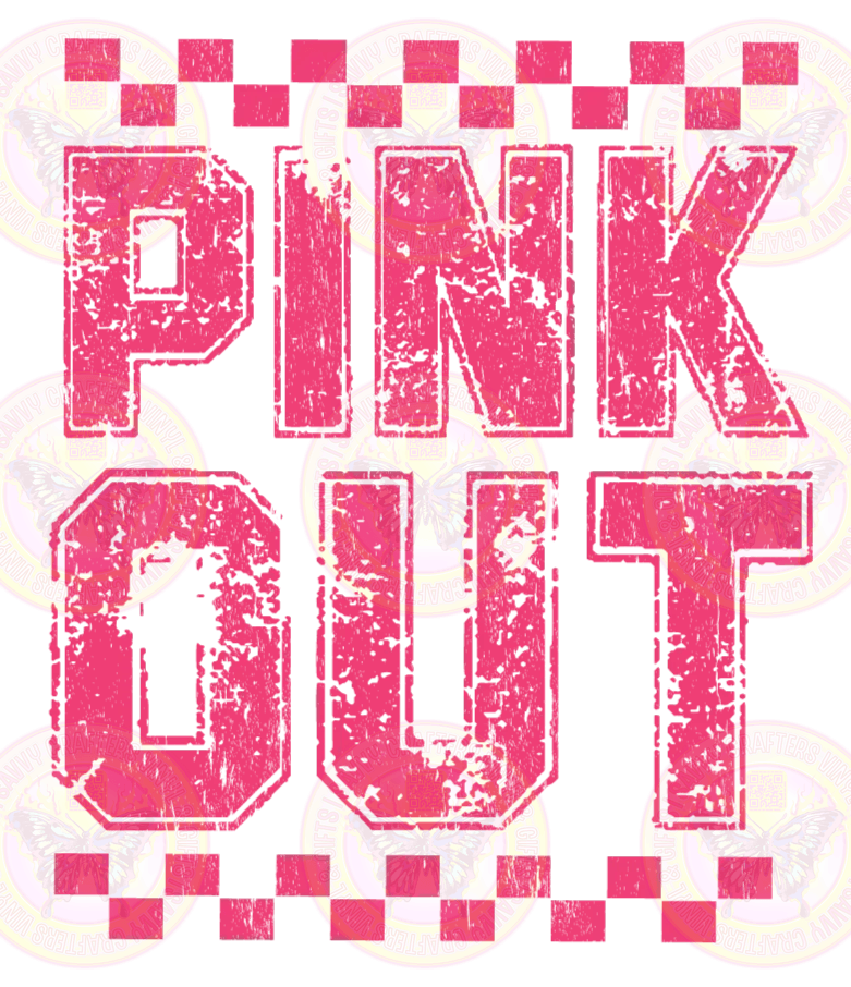 Pink Out Distressed Checkered Simple - Savvy Crafters Vinyl & Gifts