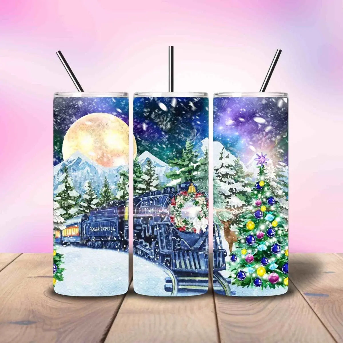 Polar Express Inspired Train - Fully Completed Tumbler Skinny Straight 20/30oz - Savvy Crafters Vinyl & Gifts