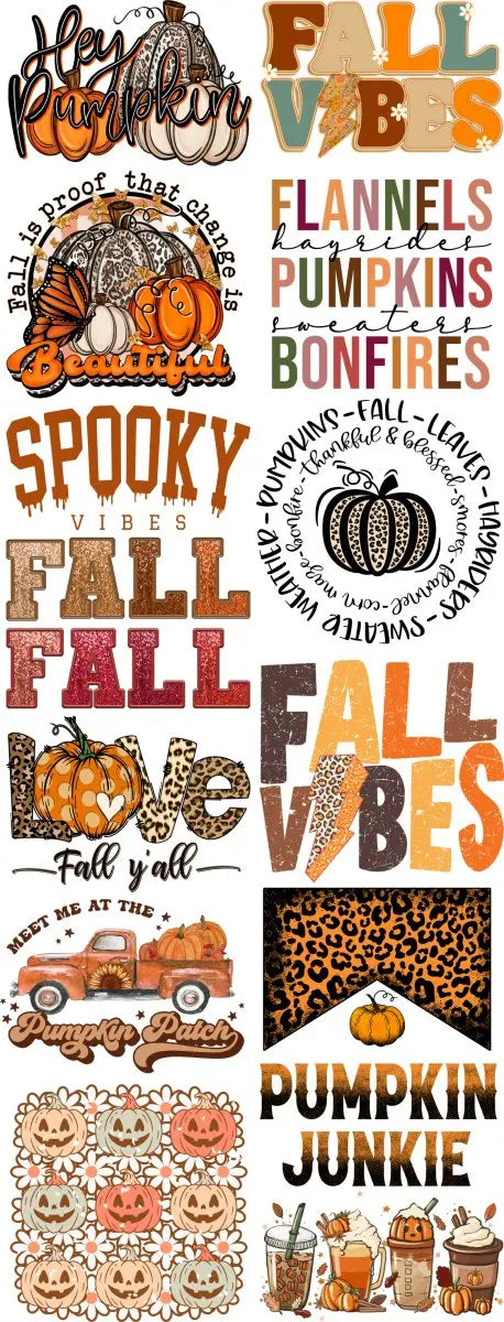 Premade Fall Junkie DTF Gang Sheet - Savvy Crafters Vinyl & Gifts