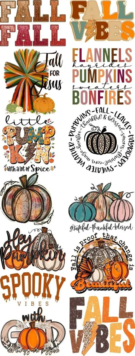 Premade Fall Vibes Junkie DTF Gang Sheet - Savvy Crafters Vinyl & Gifts