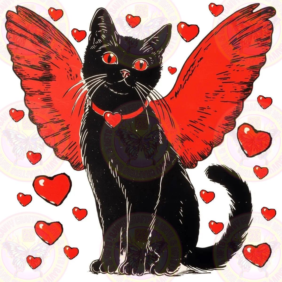 Pretty Black Kitty with Wings - Savvy Crafters Vinyl & Gifts