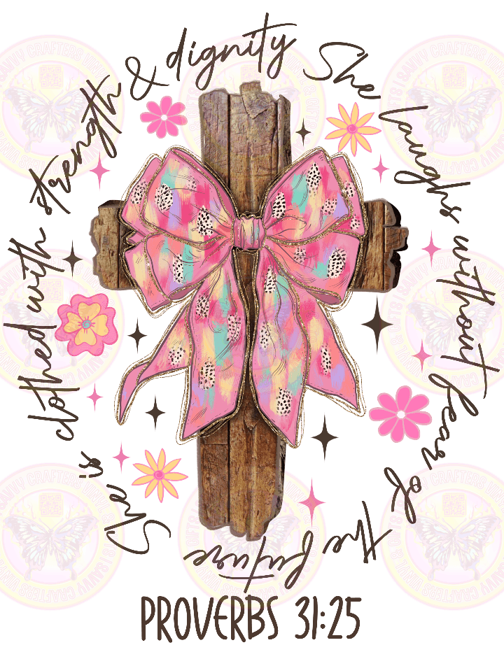 Proverbs cross Coquette easter Bow - Savvy Crafters Vinyl & Gifts