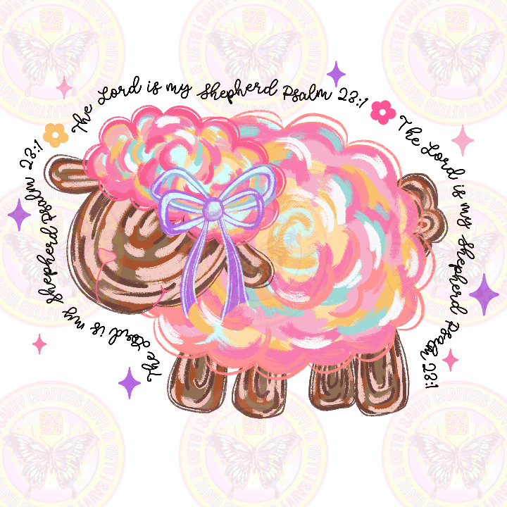 Psalm The lord is my Shepherd Brushtroke Coquette Lamb/Sheep - Savvy Crafters Vinyl & Gifts