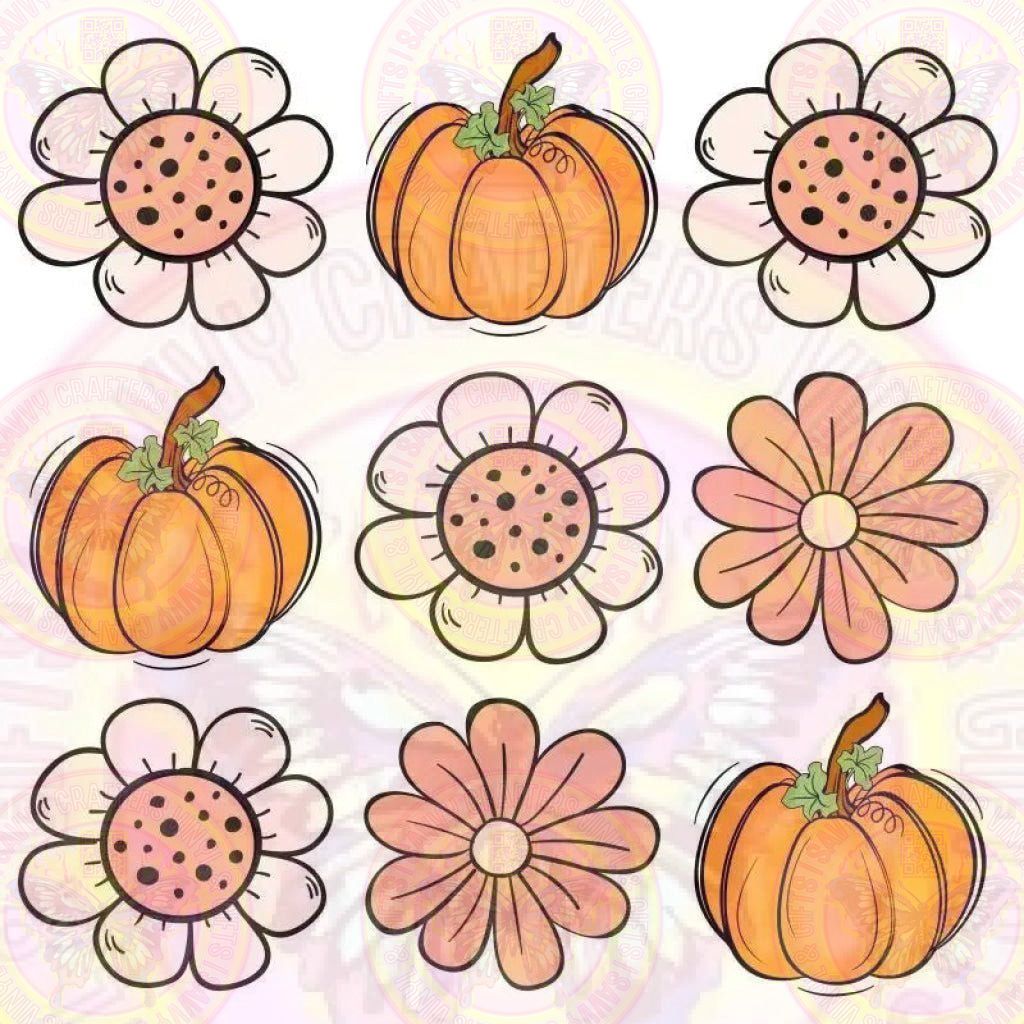 Pumpkin Grid Floral Pumpkin Checkered - Savvy Crafters Vinyl & Gifts