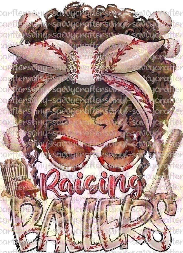 Raising Ballers Brown Skin Baseball mom - Savvy Crafters Vinyl & Gifts