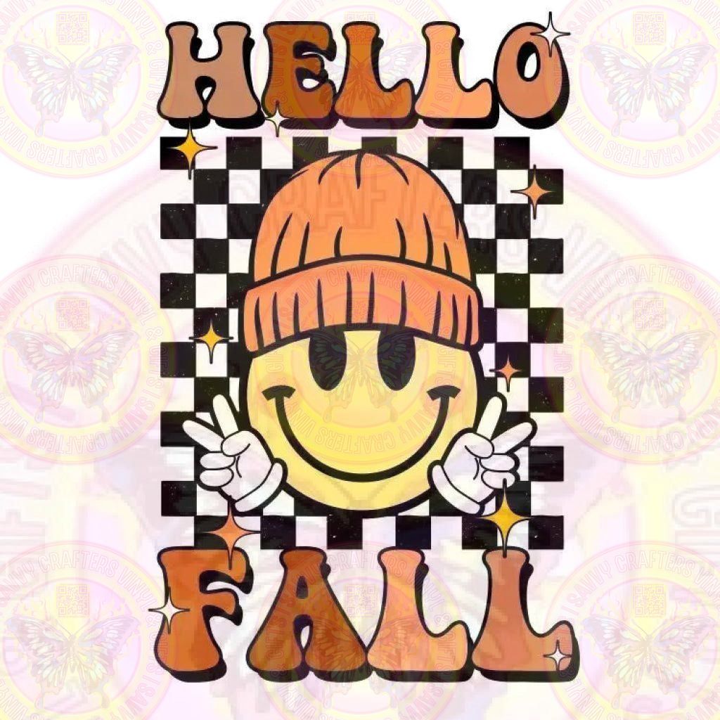 Retro Smiley Beanie Hello Fall Black Version - Savvy Crafters Vinyl & Gifts