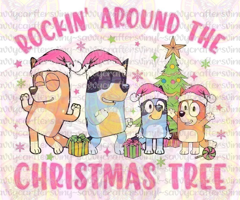 Rockin Around the Christmas Tree Blue Dog - Savvy Crafters Vinyl & Gifts