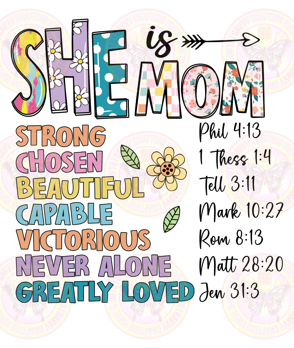 She is Mom Black Text - Savvy Crafters Vinyl & Gifts