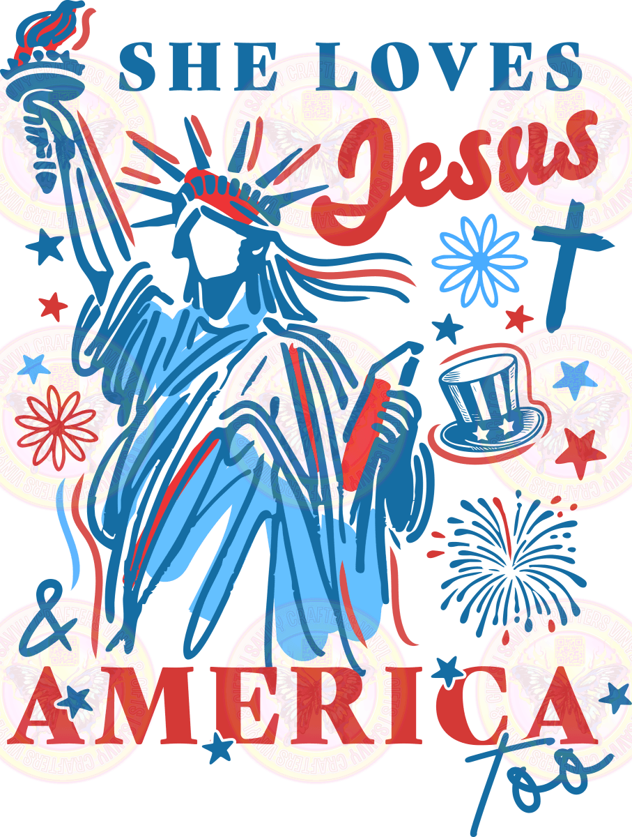 She Loves Jesus Lady Liberty - Savvy Crafters Vinyl & Gifts