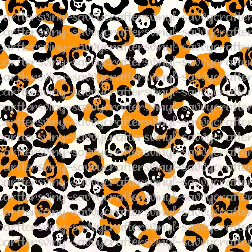 Spooky Leopard Skulls 01 - Savvy Crafters Vinyl & Gifts