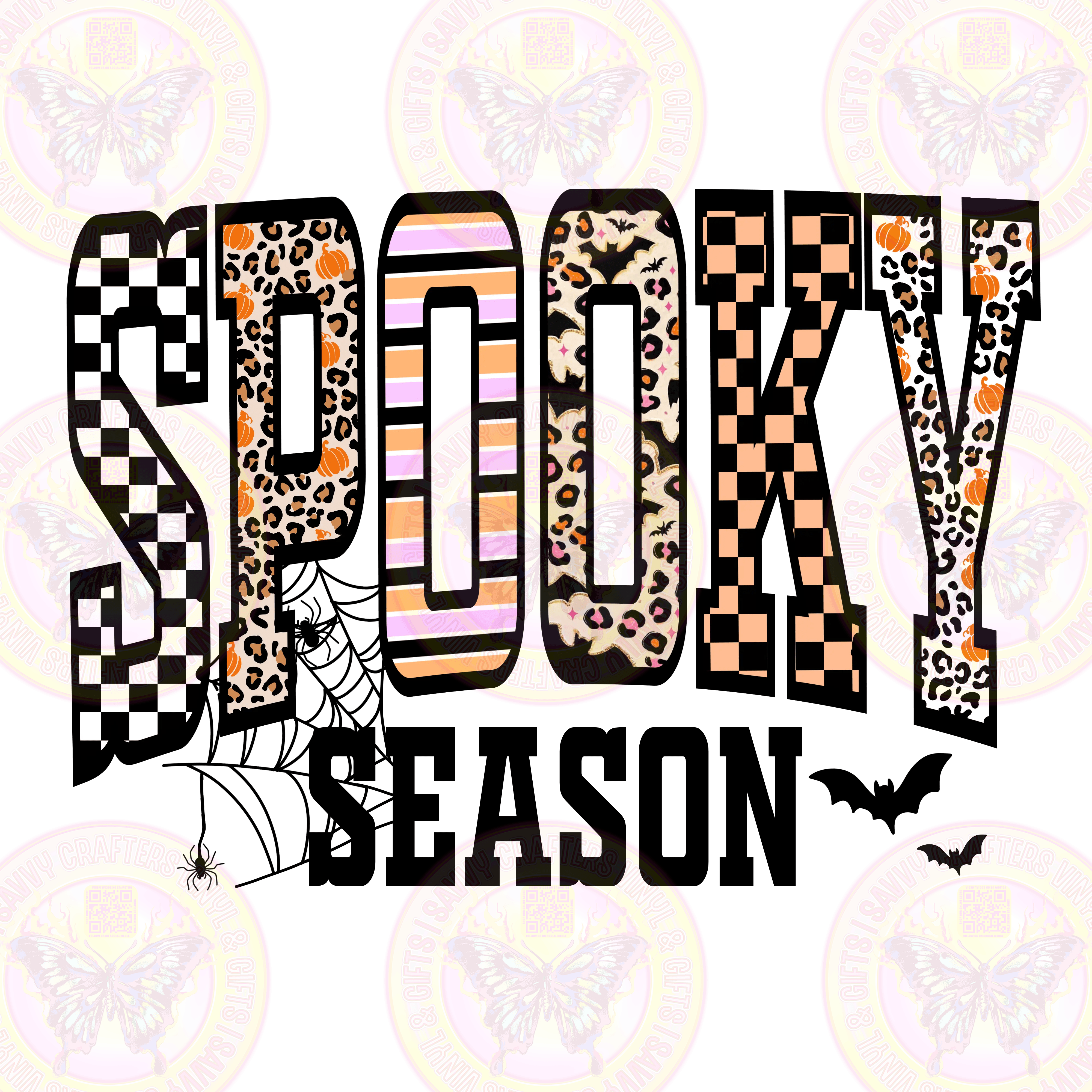 Spooky Season Varsity Multi Pattern - Savvy Crafters Vinyl & Gifts