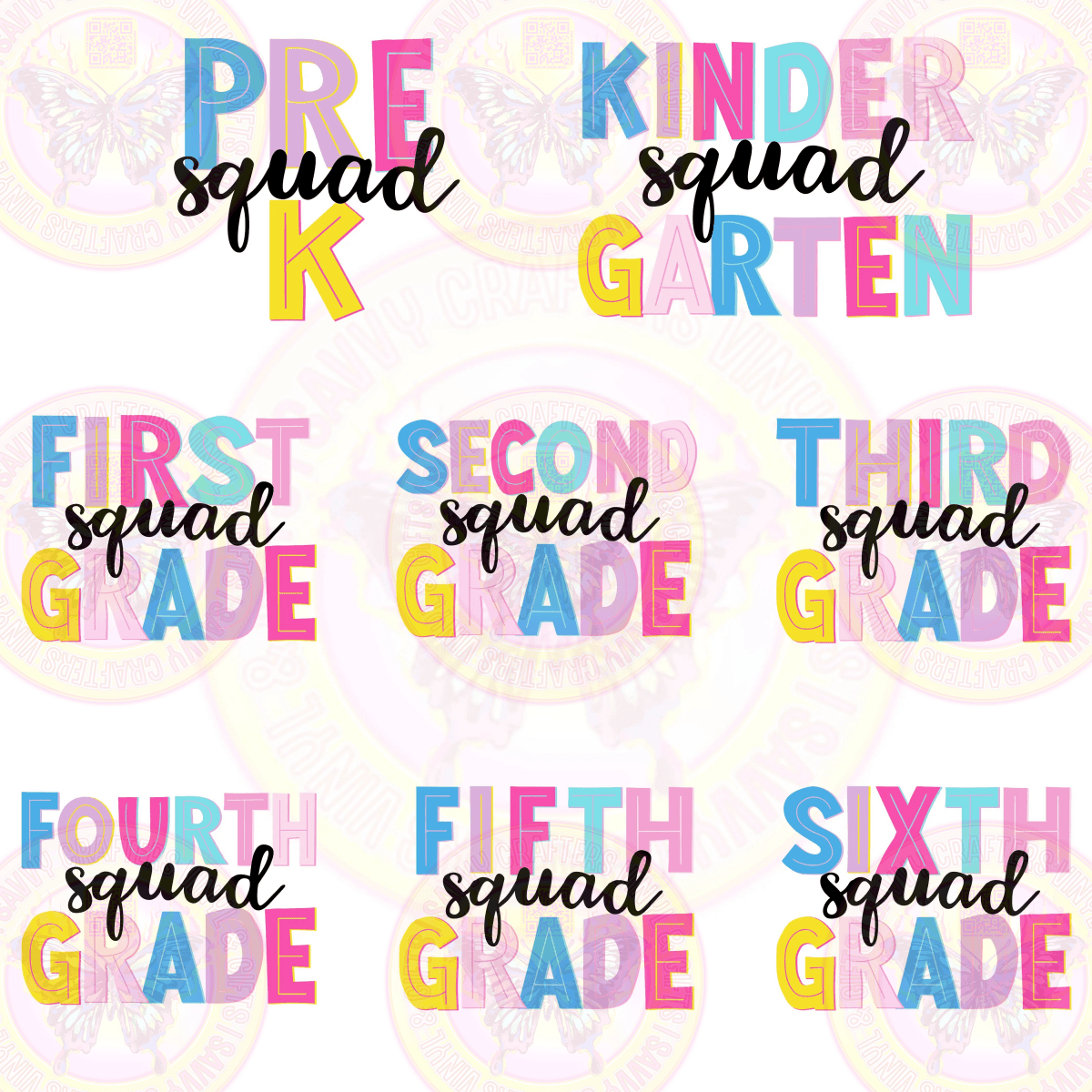 Squad Rainbow Letters by Grade - Savvy Crafters Vinyl & Gifts