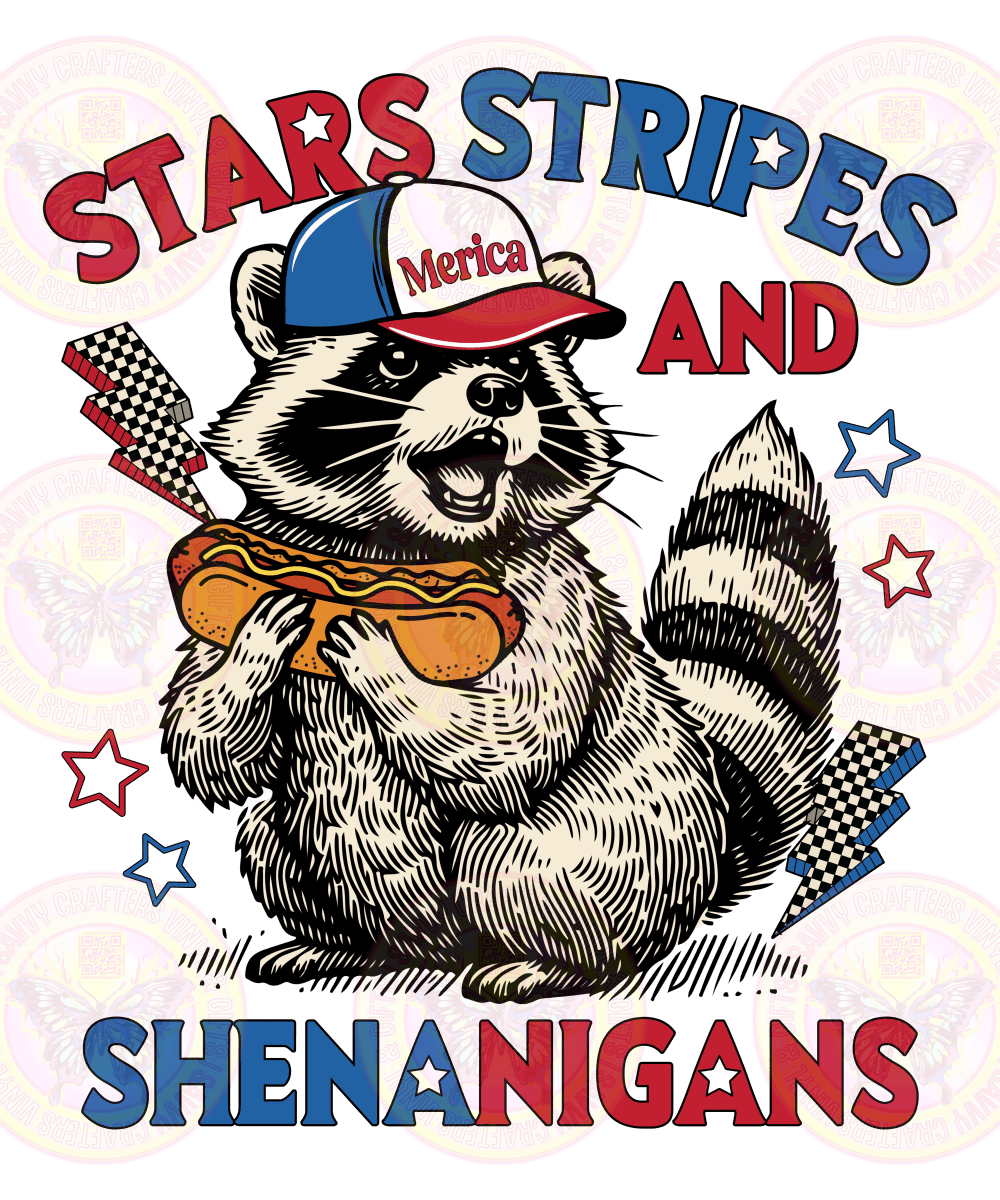 Stars Stripes And Shenanigans Racoon - Savvy Crafters Vinyl & Gifts