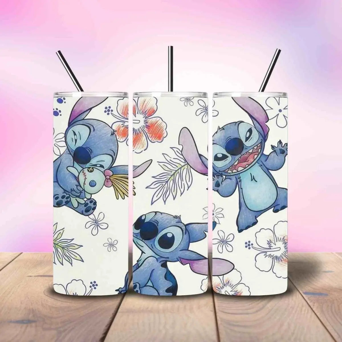 Stitch Pattern White Sandy Tropical - Fully Completed Tumbler Skinny Straight 20/30oz - Savvy Crafters Vinyl & Gifts