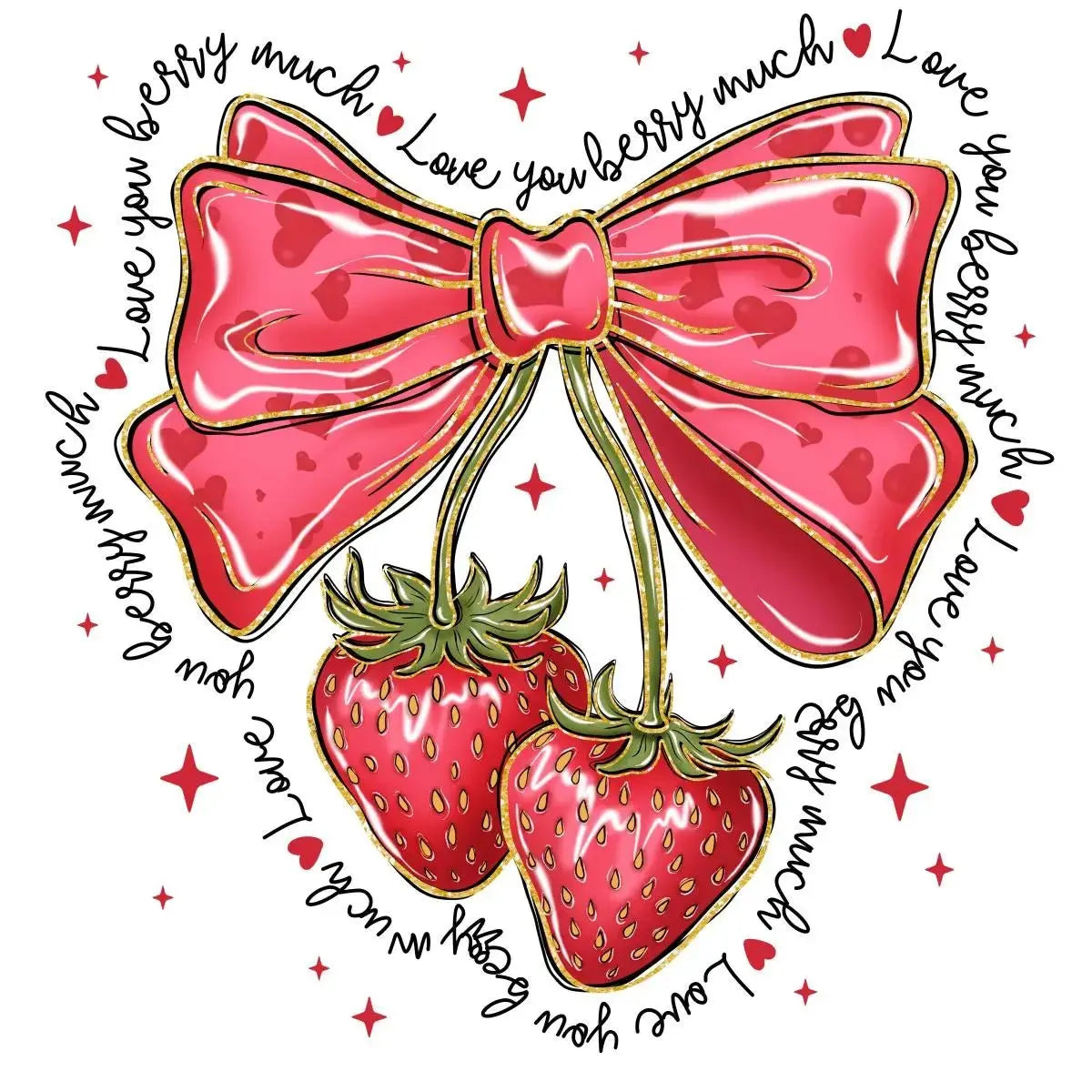 Strawberries Coquette Valentines Bow - Savvy Crafters Vinyl & Gifts