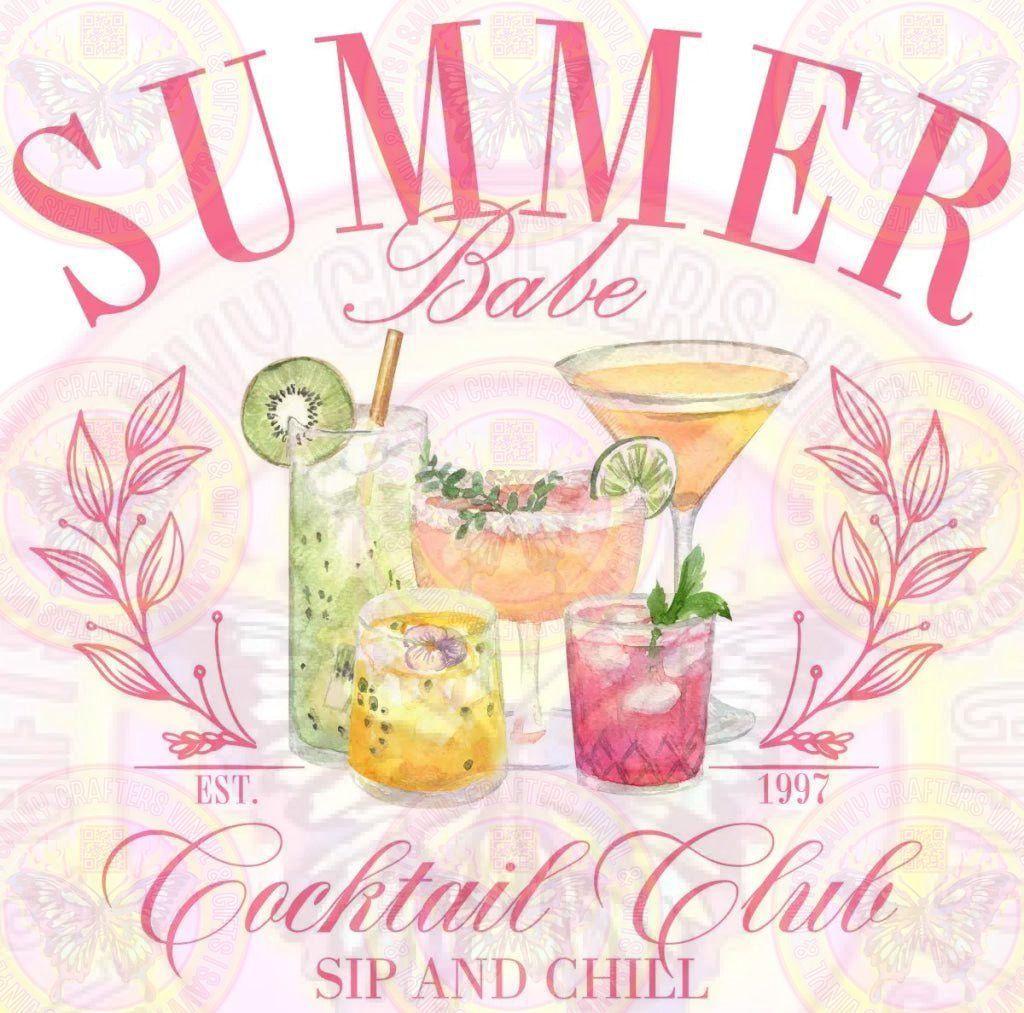 Summer Babe Cocktail Club Full Color Transfer - Savvy Crafters Vinyl & Gifts