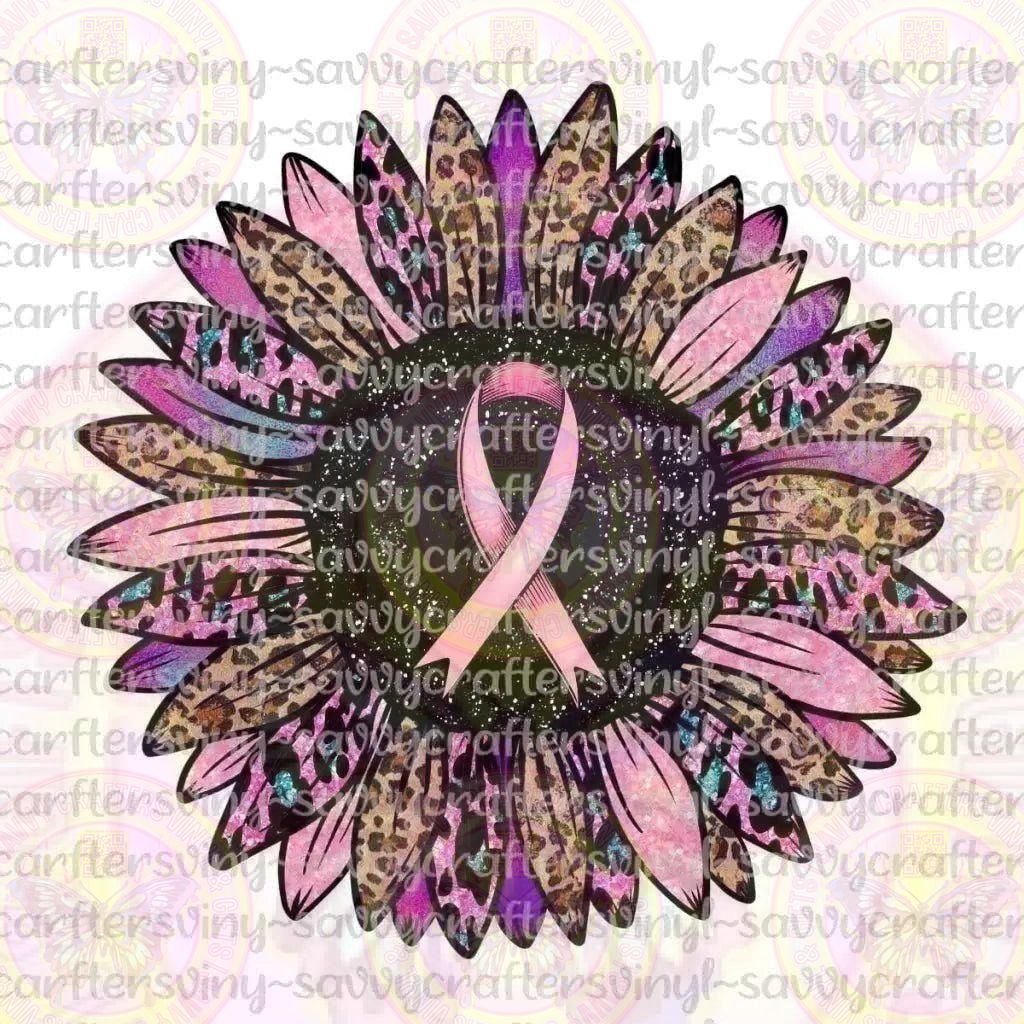 Sunflower Breast Cancer Black & Pink - Savvy Crafters Vinyl & Gifts