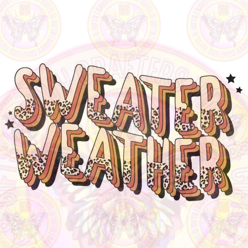 Sweater weather Groovy Sparkling Cheetah Ombre Font - Savvy Crafters Vinyl & Gifts