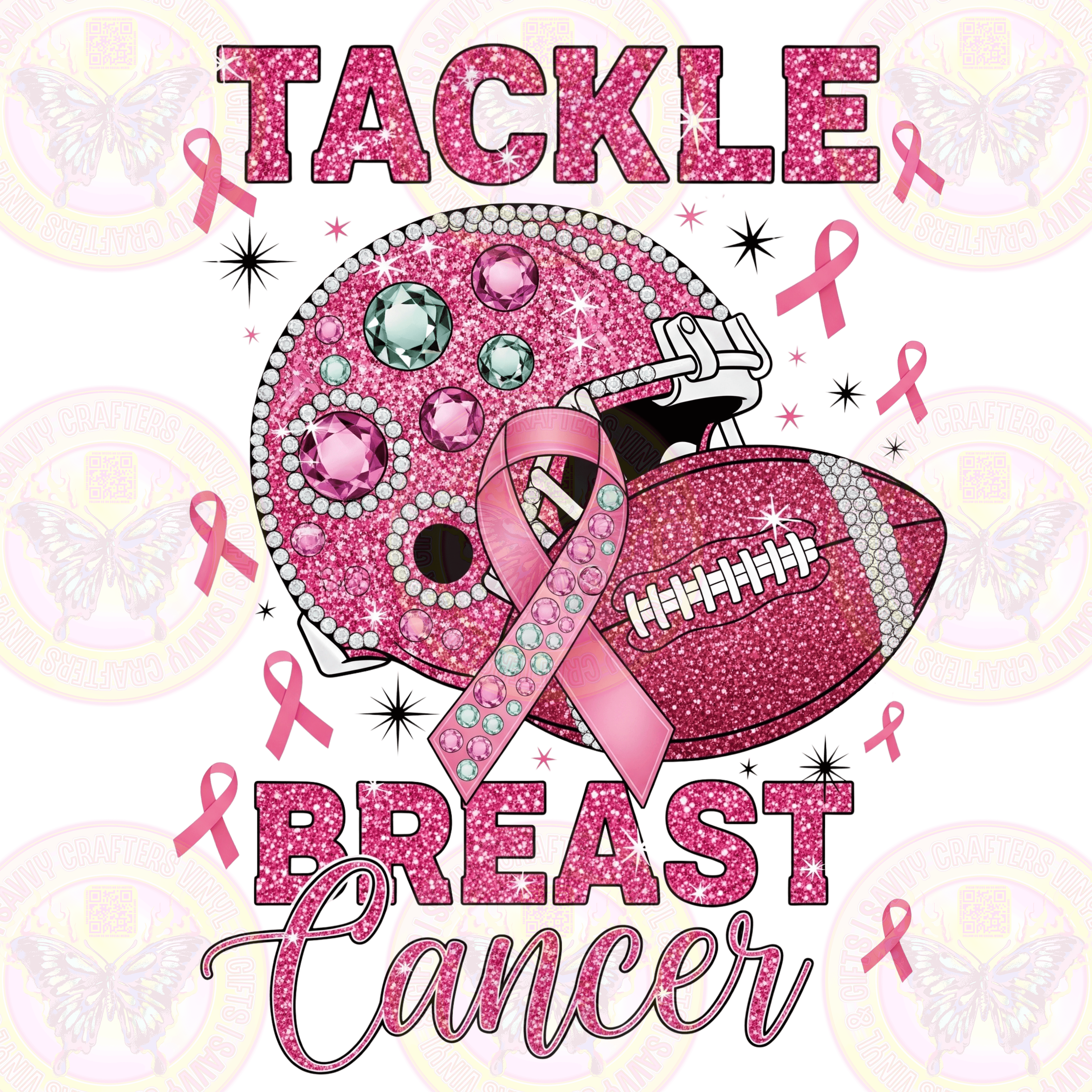 Tackle Breast Cancer Gemstones and Football BCA - Savvy Crafters Vinyl & Gifts