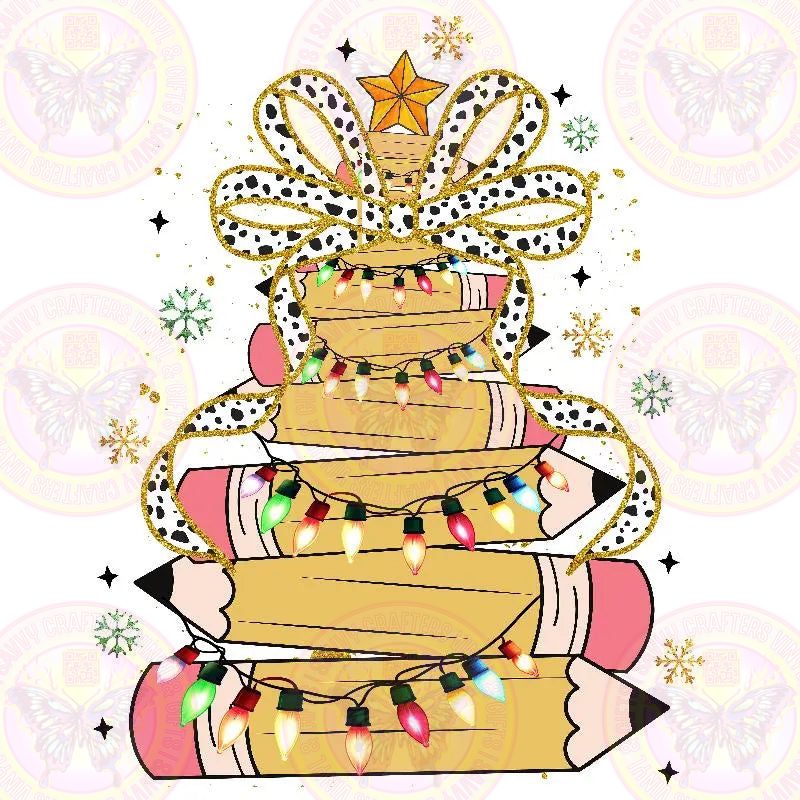 Teacher Pencil Christmas Transfer - Savvy Crafters Vinyl & Gifts