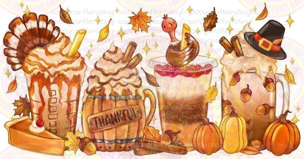 Thanksgiving Coffee Latte Drinks - Savvy Crafters Vinyl & Gifts