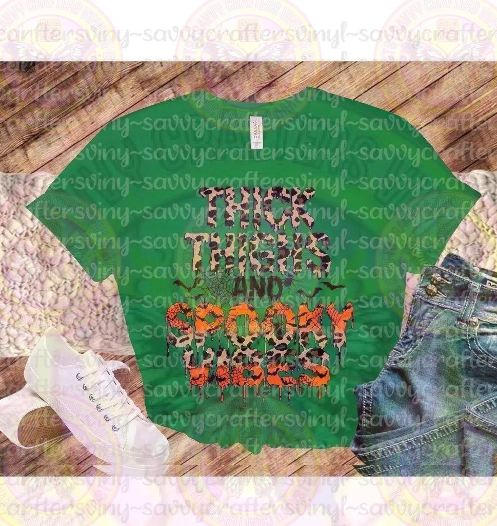 Thick Thigh and Spooky Vibes Leopard - Savvy Crafters Vinyl & Gifts