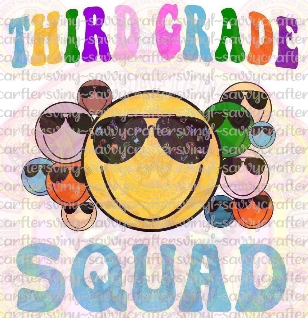 Third Grade Squad Smile Faces - Savvy Crafters Vinyl & Gifts