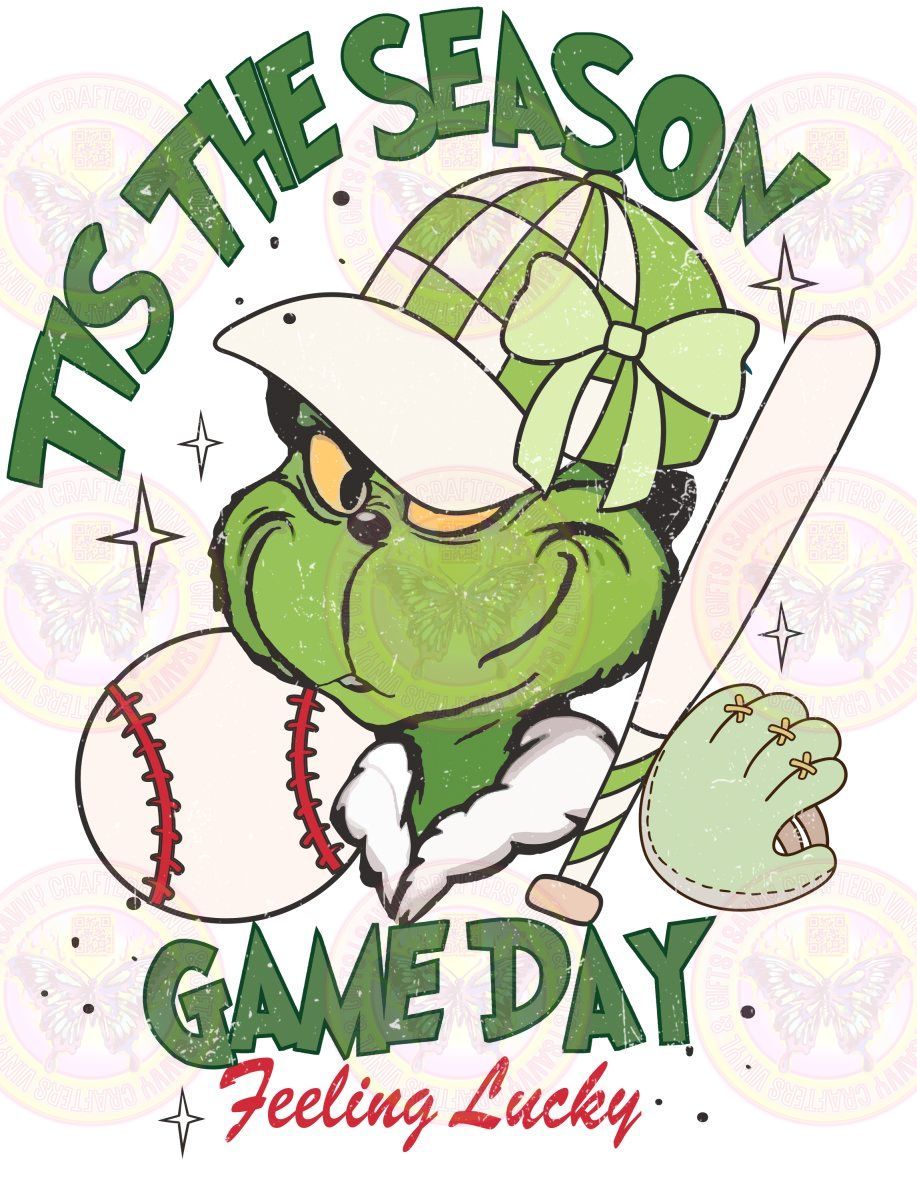 Tis the Season Grinch Game Day Lucky w/pocket - Savvy Crafters Vinyl & Gifts