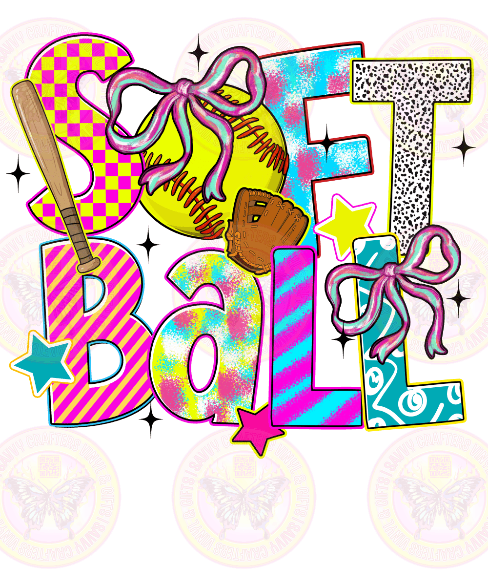 Trendy Softball Retro Coquette DTF Transfer Ready to Press - Savvy Crafters Vinyl & Gifts