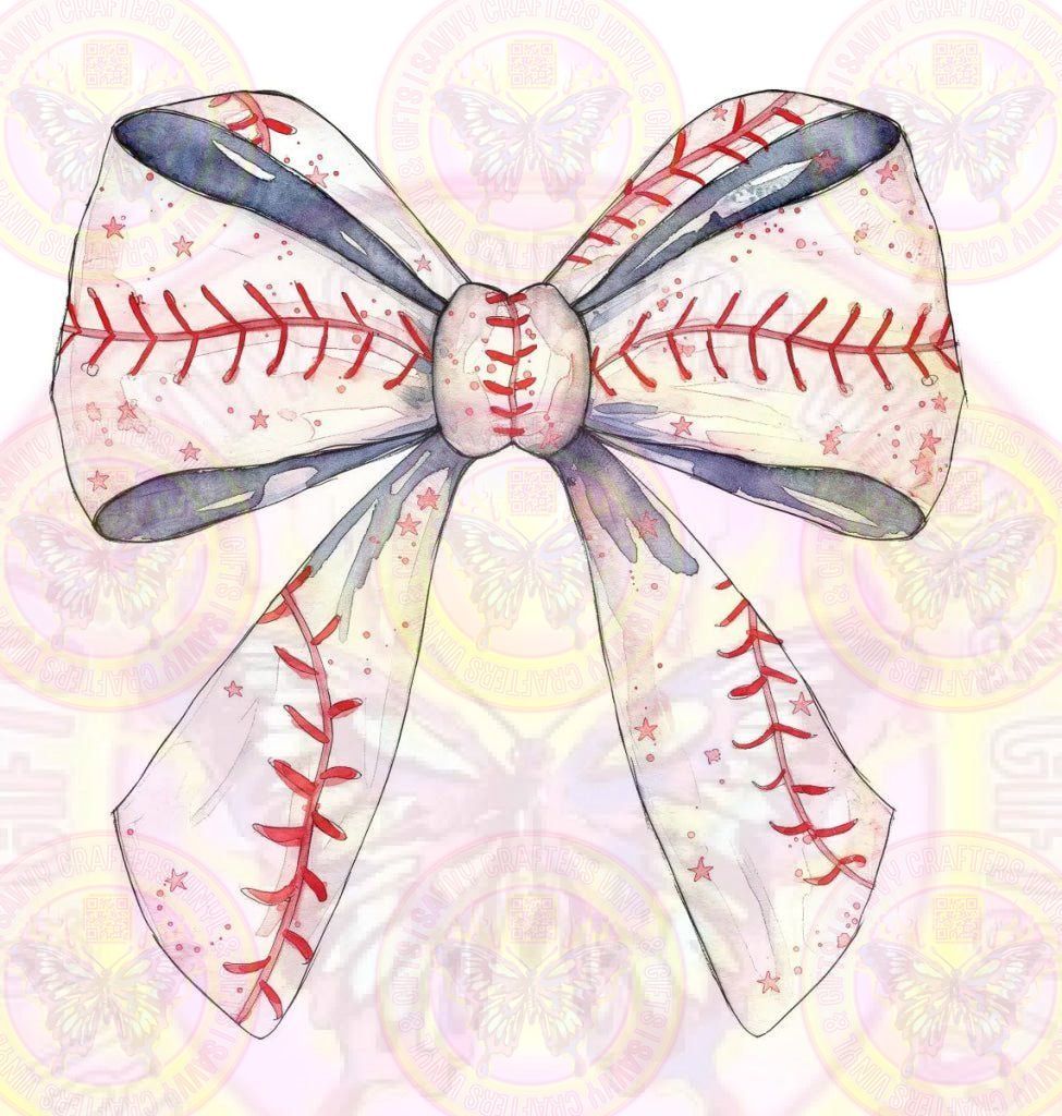 Vintage Baseball Bow Full Color Transfer - Savvy Crafters Vinyl & Gifts