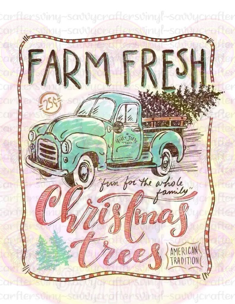 Vintage Farm Fresh Christmas Trees Teal Truck - Savvy Crafters Vinyl & Gifts