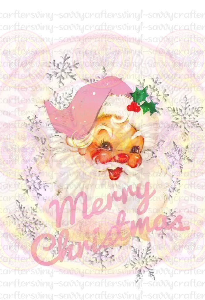 Vintage Santa Pink Merry Christmas - Savvy Crafters Vinyl & Gifts