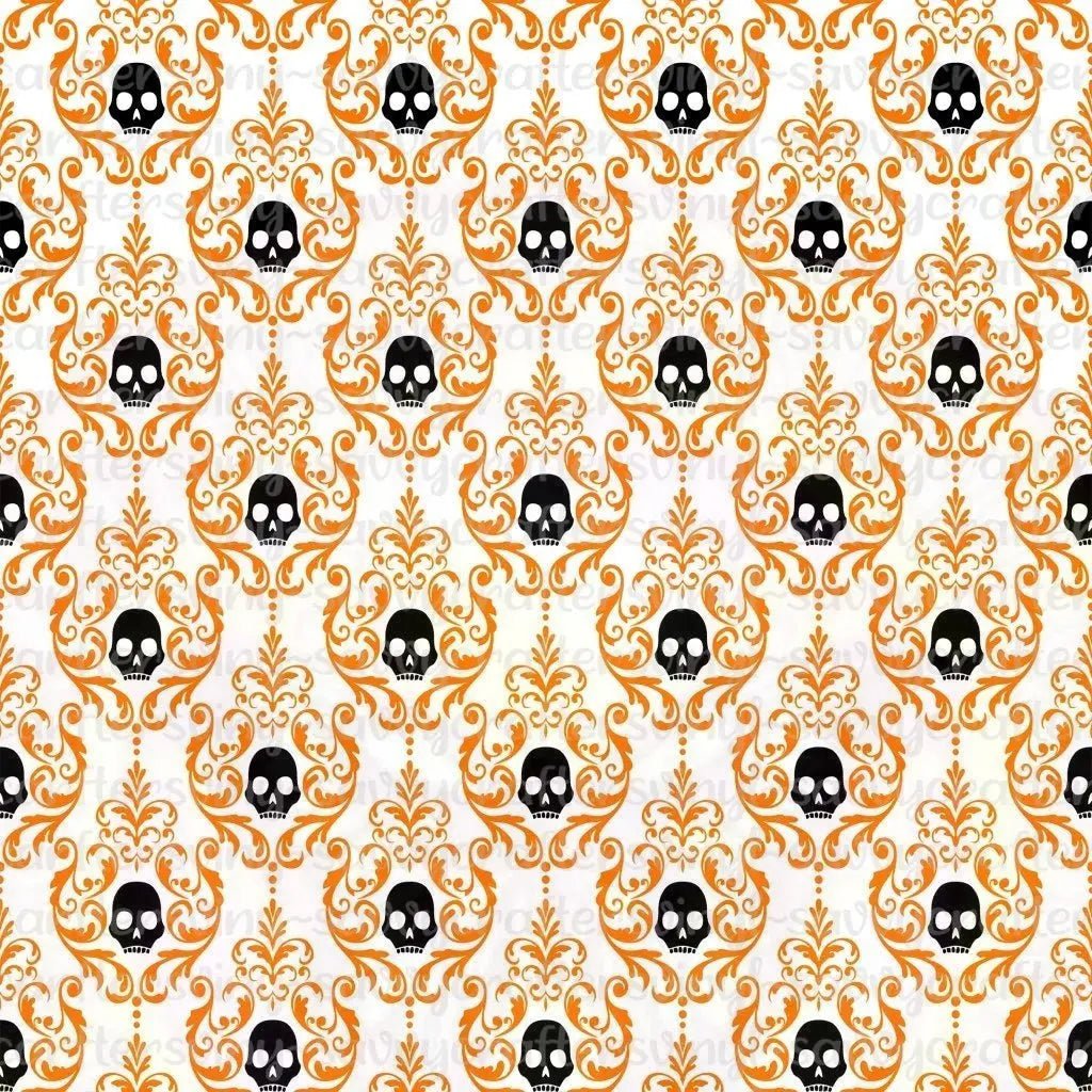 Vintage Skulls Orange - Savvy Crafters Vinyl & Gifts