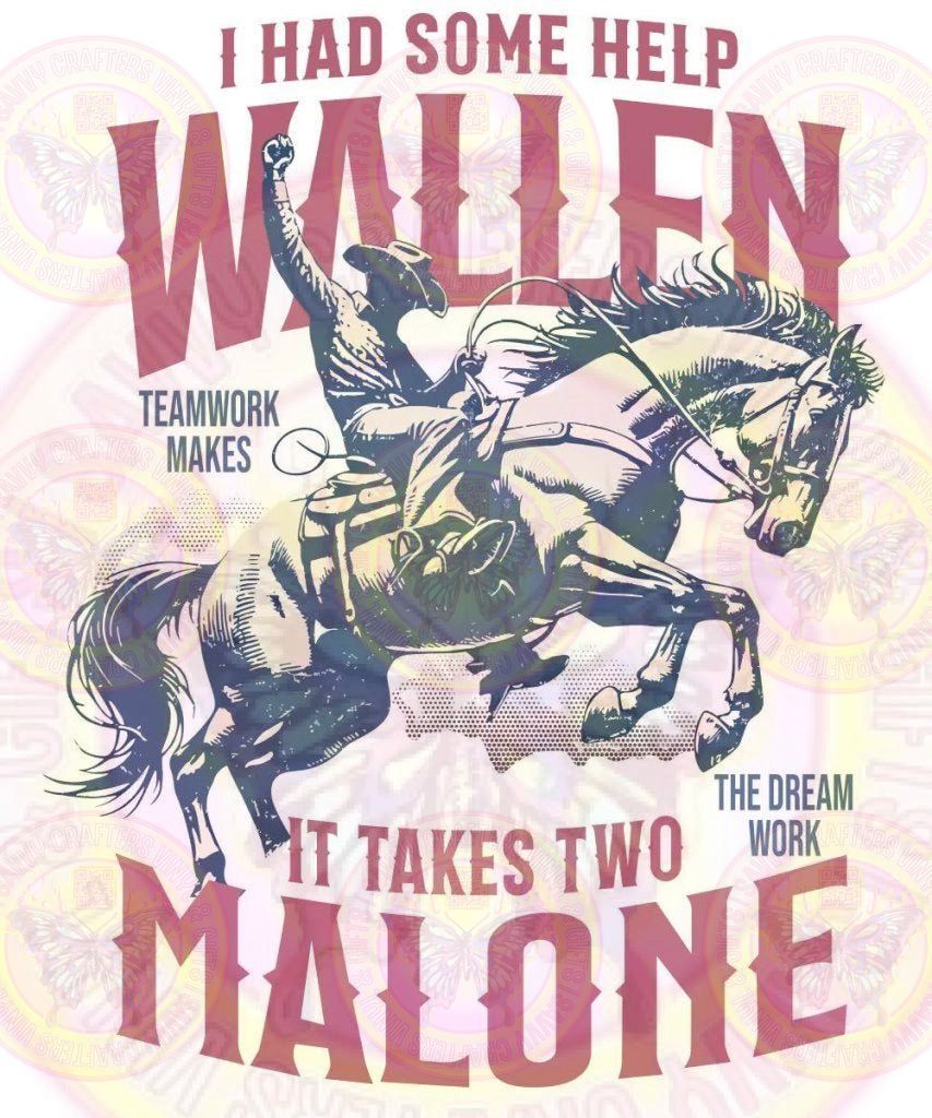 Wallen Malone Western Cowboy Red Blue DTF or Sublimation Transfer - Savvy Crafters Vinyl & Gifts