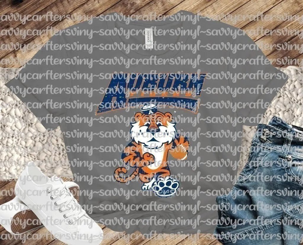 Auburn Tigers Mascot with Football - Savvy Crafters Vinyl & Gifts
