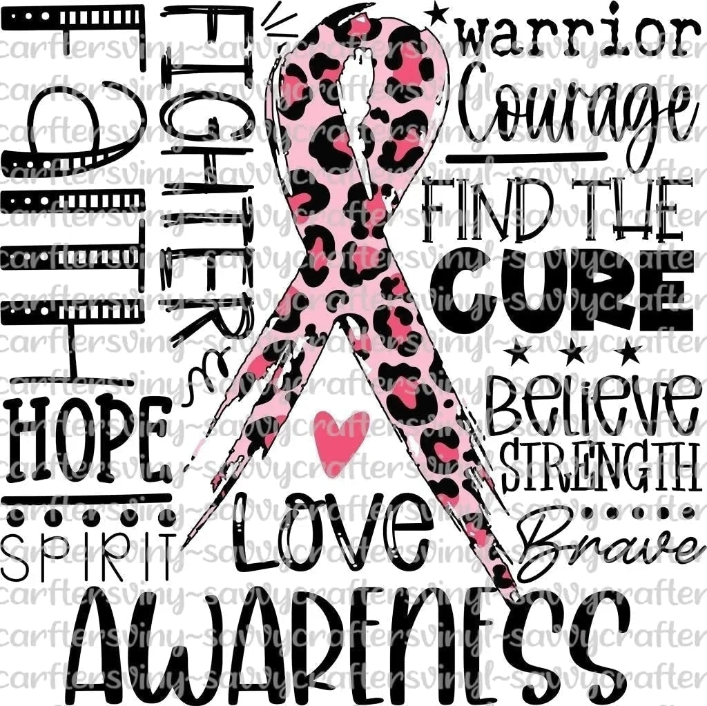Breast Cancer Awareness Typography Black – Savvy Crafters Vinyl & Gifts