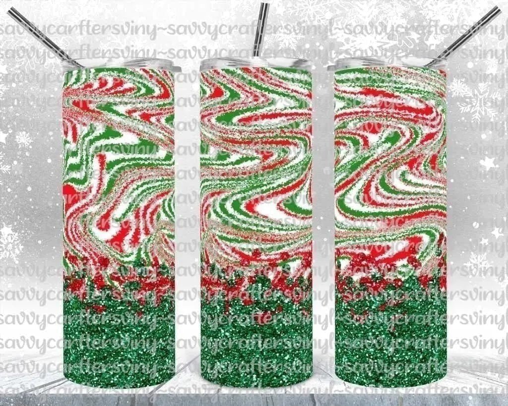 Christmas Swirl Straight Wrap 20oz - Savvy Crafters Vinyl & Gifts