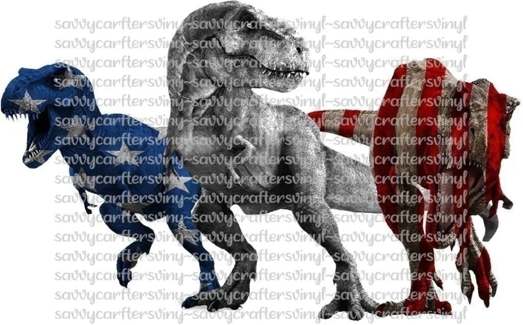 Dinosaur Red White Blue - Savvy Crafters Vinyl & Gifts