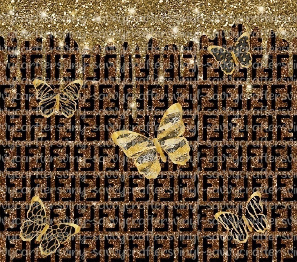 Glitz and Gold Butterfly Drip Designer - Savvy Crafters Vinyl & Gifts