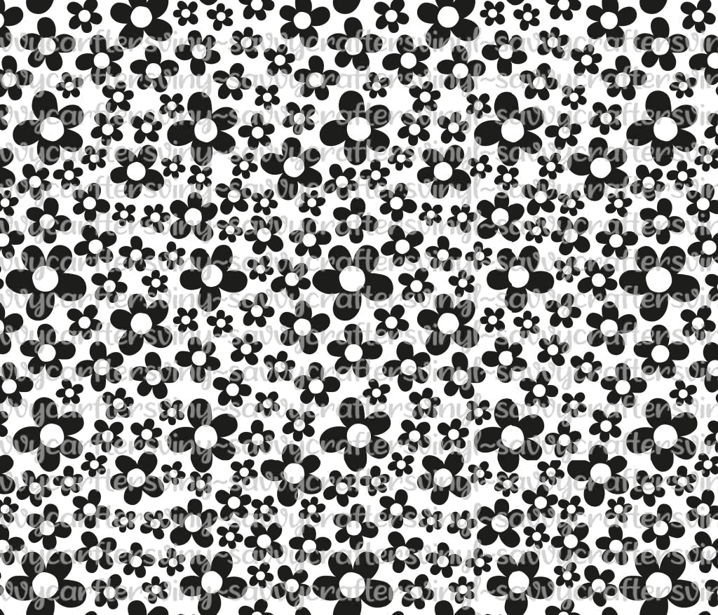 Groovy Black Hand drawn Flower - Savvy Crafters Vinyl & Gifts