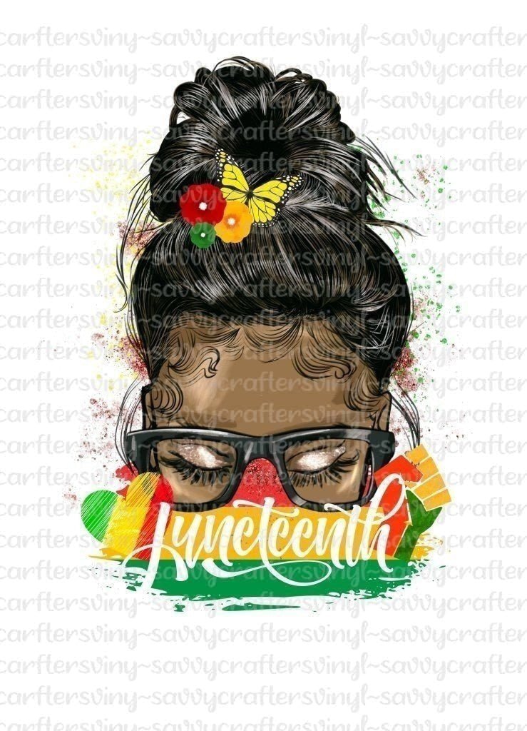 Juneteenth Bun Head with Glasses - Savvy Crafters Vinyl & Gifts