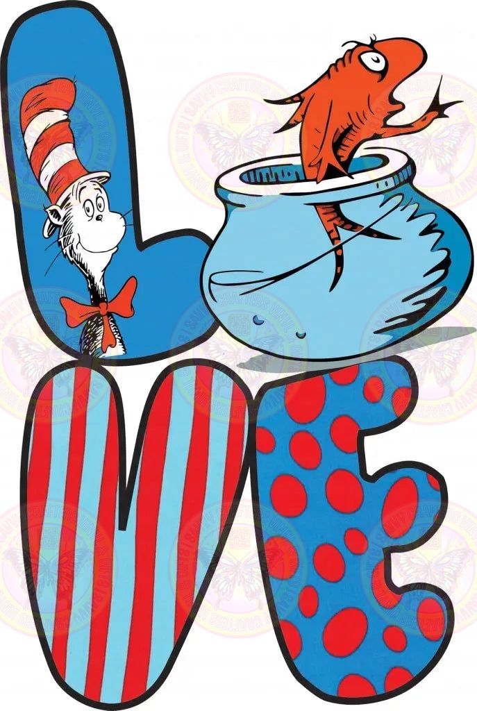 Love Seuss Fish Bowl Seuss Inspired - Savvy Crafters Vinyl & Gifts