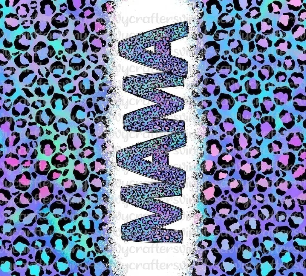 MAMA Teal Purple Cheetah 20oz Tumbler Wrap - Savvy Crafters Vinyl & Gifts
