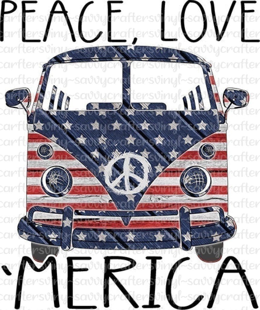Peace Love America Hippie Van - Savvy Crafters Vinyl & Gifts